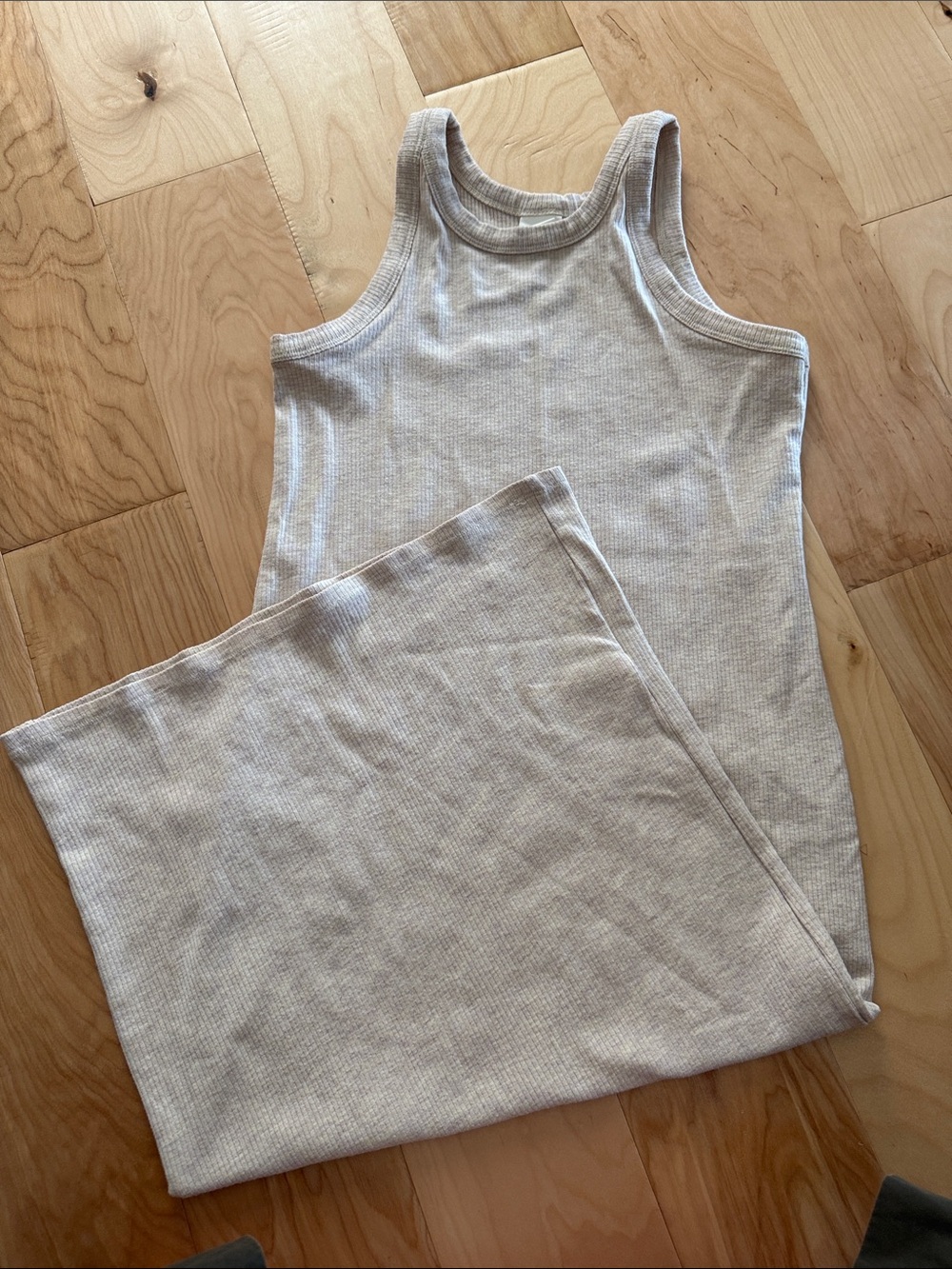 H&M Ribbed Tank Dress in Light Beige